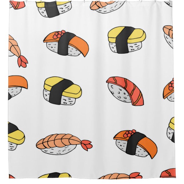 seamless pattern of Sushi Shower Curtain (Front)