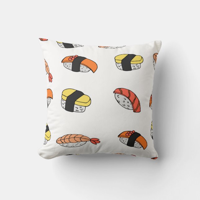 seamless pattern of Sushi Throw Pillow (Front)