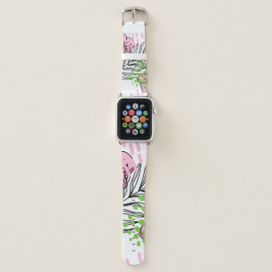 Seamless pattern of tropical elements, hand-drawn apple watch band