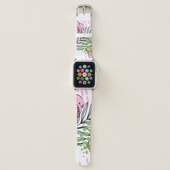 Seamless pattern of tropical elements,  hand-drawn apple watch band (Front)