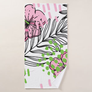 Seamless pattern of tropical elements, hand-drawn bath towel