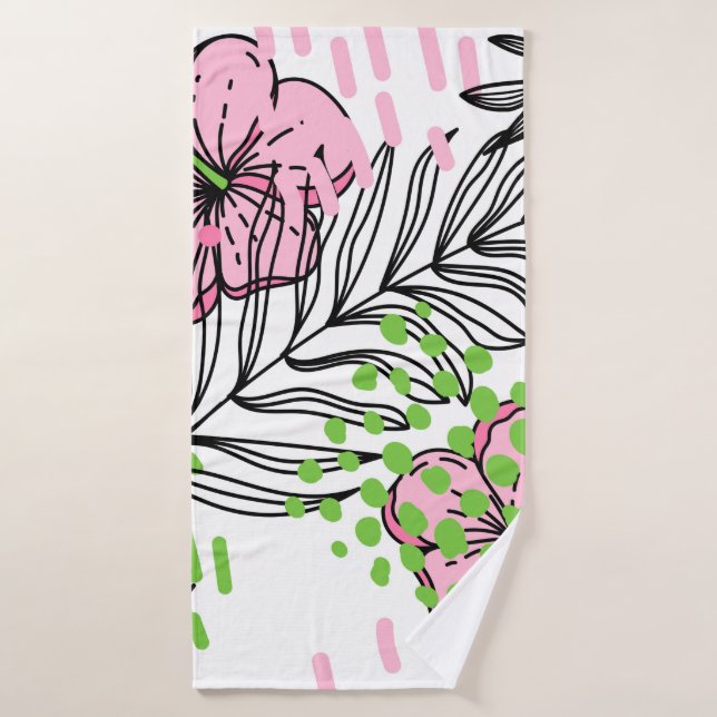 Seamless pattern of tropical elements,  hand-drawn bath towel (Bath Towel)