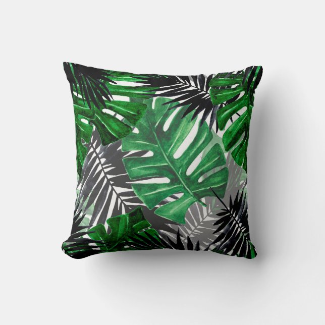seamless pattern of tropical leaves and elements o throw pillow (Front)