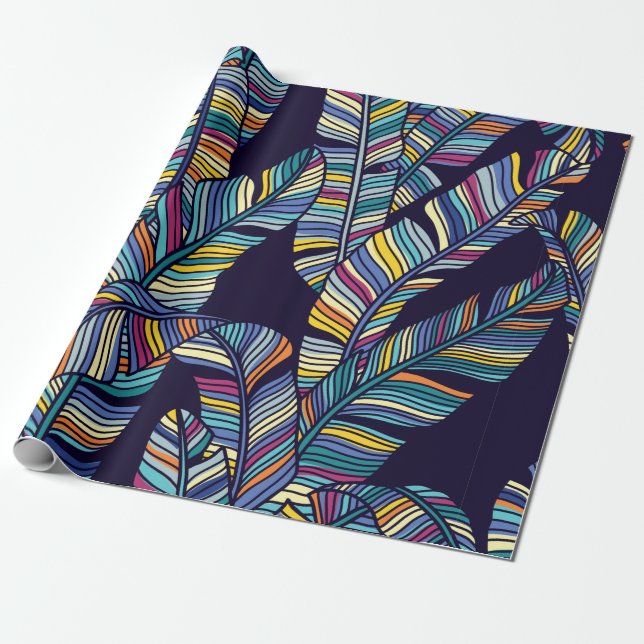 Seamless pattern of Tropical palms leaves Wrapping Paper (Unrolled)