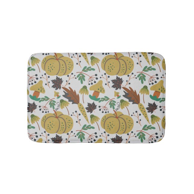 Seamless pattern of tropical pumpkins and carrots bath mat (Front)