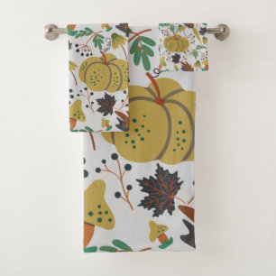 Seamless pattern of tropical pumpkins and carrots bath towel set