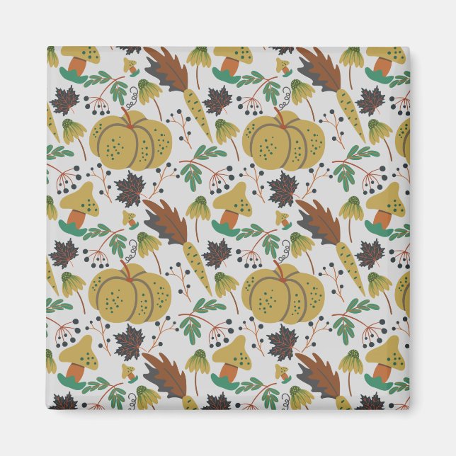 Seamless pattern of tropical pumpkins and carrots magnet (Front)