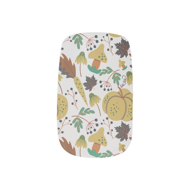 Seamless pattern of tropical pumpkins and carrots minx nail art (Left Thumb)