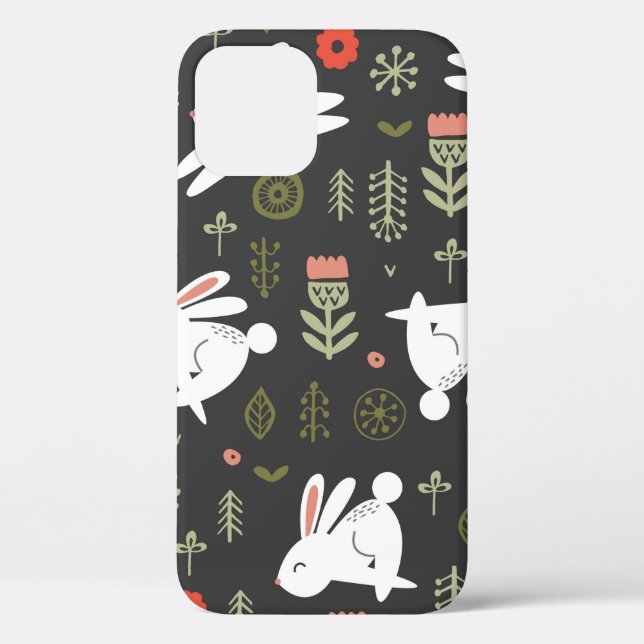 Seamless pattern on a dark background. Cute white  Case-Mate iPhone Case (Back)