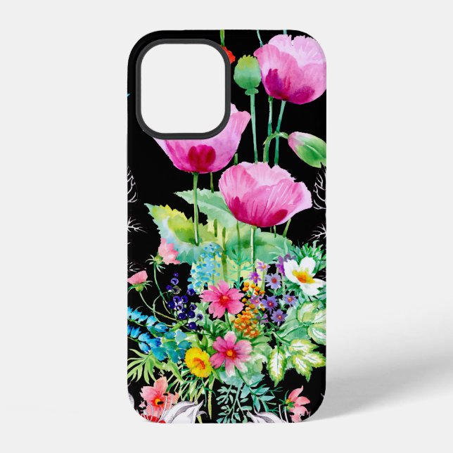 Seamless pattern on black background. Colorful ill Iphone Case (Back)