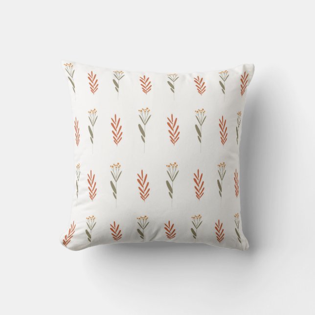 Seamless pattern on botanical theme throw pillow (Front)