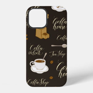 Seamless pattern on tea and coffee theme in retro iPhone 12 case