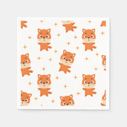 Seamless Pattern Paper Napkins with Foxes and Star