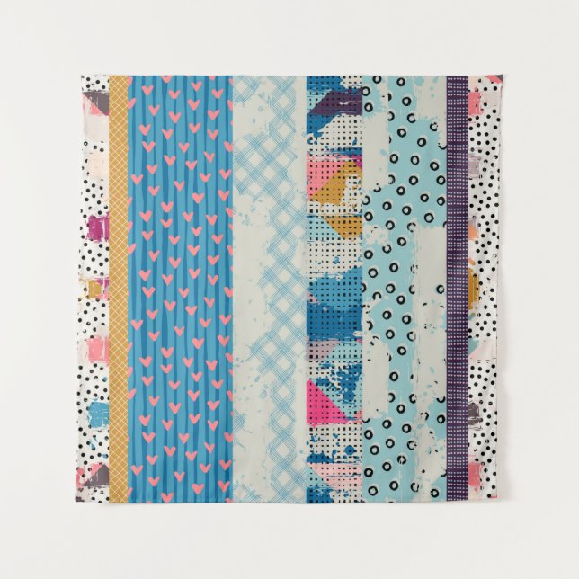 Seamless pattern, patchwork tiles.  tapestry (Front)