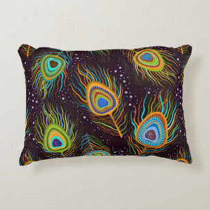 Seamless pattern "Peacock feathers" Accent Pillow