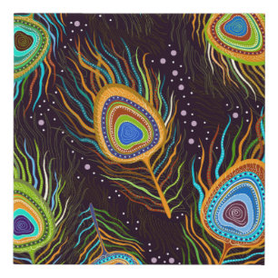 Seamless pattern "Peacock feathers" Faux Canvas Print