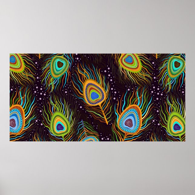 Seamless pattern "Peacock feathers" Poster (Front)