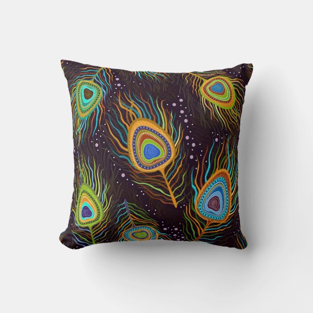 Seamless pattern "Peacock feathers" Throw Pillow (Front)