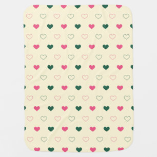 Seamless Pattern - Pink & Green Hearts on Cream Baby Blanket