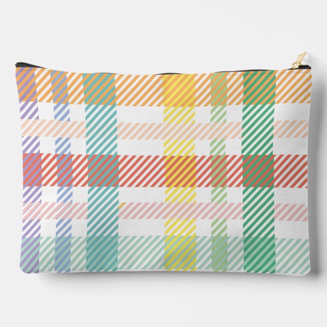 Seamless Pattern Plaid Light Colorful Accessory Pouch (Back)