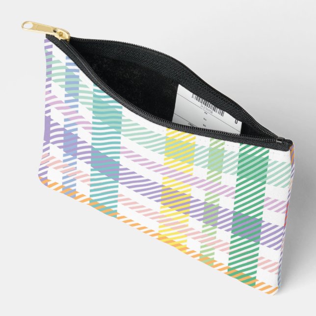 Seamless Pattern Plaid Light Colorful Accessory Pouch (Open)