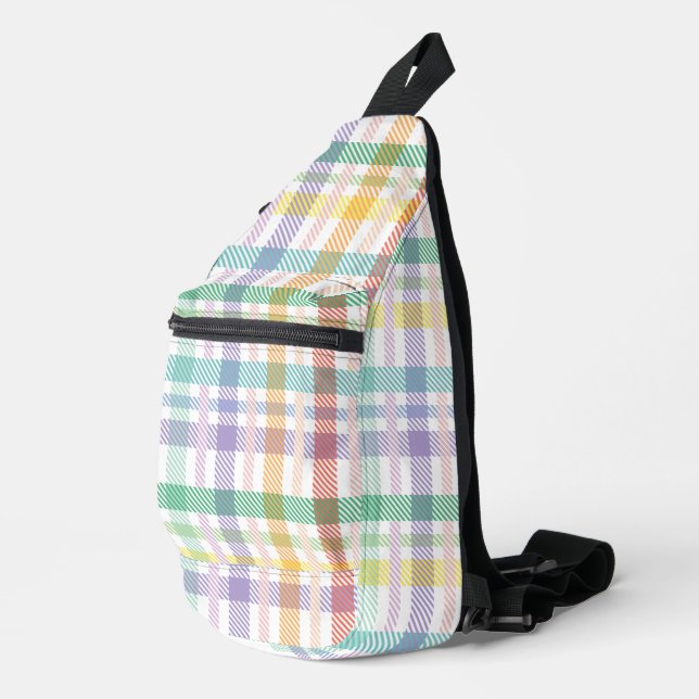 Seamless Pattern Plaid Light Colorful Sling Bag (Right Corner)