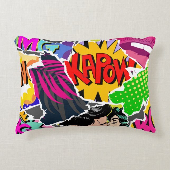 Seamless pattern pop art comics style. Collage of  Accent Pillow (Front)