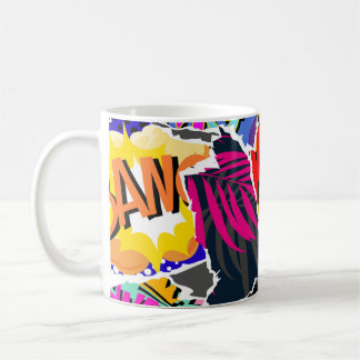 Seamless pattern pop art comics style. Collage of  Coffee Mug