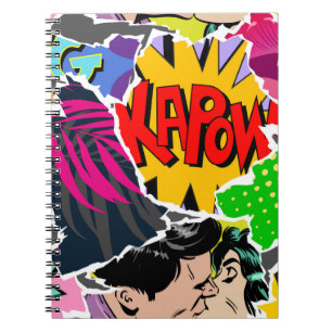 Seamless pattern pop art comics style. Collage of  Notebook