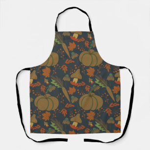 Seamless pattern Pumpkin & carrot dark background Apron