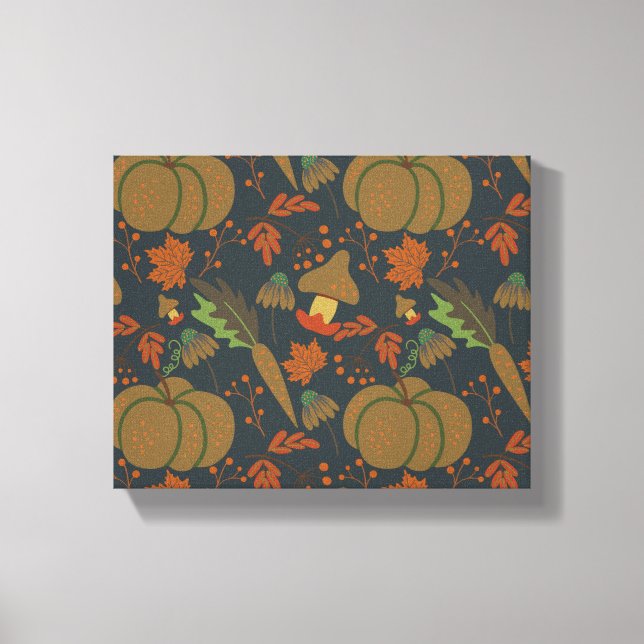 Seamless pattern Pumpkin & carrot dark background Canvas Print (Front)
