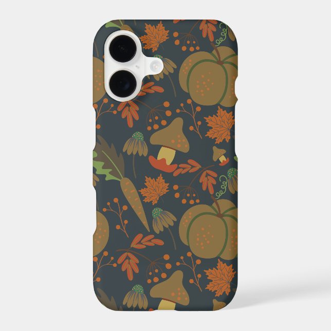 Seamless pattern Pumpkin & carrot dark background Iphone Case (Back)