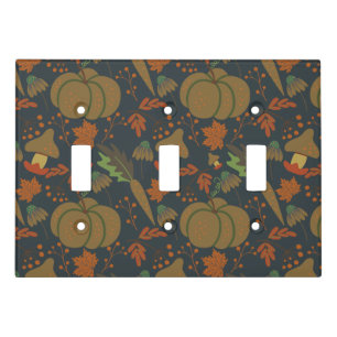 Seamless pattern Pumpkin & carrot dark background Light Switch Cover