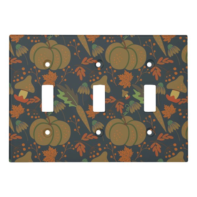Seamless pattern Pumpkin & carrot dark background Light Switch Cover (Front)