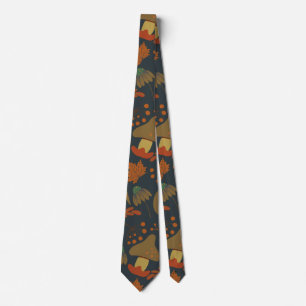 Seamless pattern Pumpkin & carrot dark background Neck Tie
