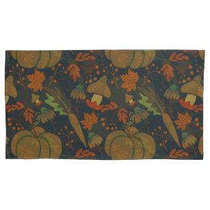 Seamless pattern Pumpkin & carrot dark background Pillow Case