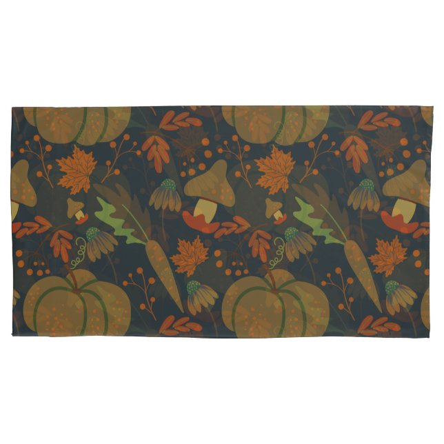 Seamless pattern Pumpkin & carrot dark background Pillow Case (Front-Left)