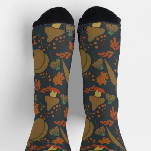 Seamless pattern Pumpkin  carrot dark background  Socks