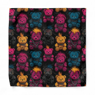 Seamless Pattern Rebellious Punk Rock Teddies Bandana