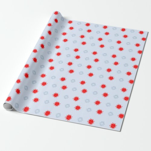 Seamless Pattern Red and Blue Virus Disease Wrapping Paper