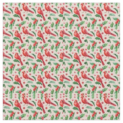 Seamless pattern red cardinal birds  fabric