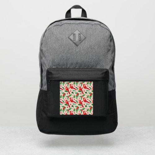 Seamless pattern red cardinal birds  port authority backpack