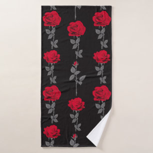 Seamless pattern red rose flowers vintage abstract bath towel