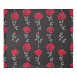 Seamless pattern red rose flowers vintage abstract duvet cover