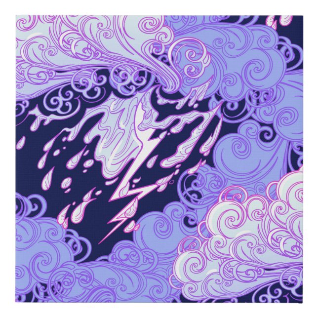 Seamless pattern. Retro style curly decorative clo Faux Canvas Print (Front)