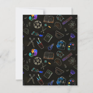 Seamless pattern school supplies, school holiday card