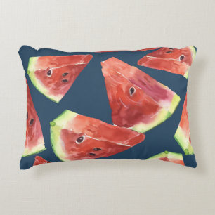 Seamless pattern. Slices of watercolor watermelon. Accent Pillow