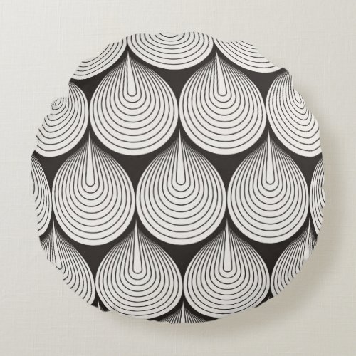 Seamless pattern Stylish monochrome ornament Geo Round Pillow