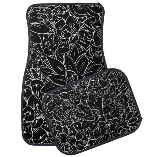 Seamless pattern succulent Floral vintage design  Car Floor Mat