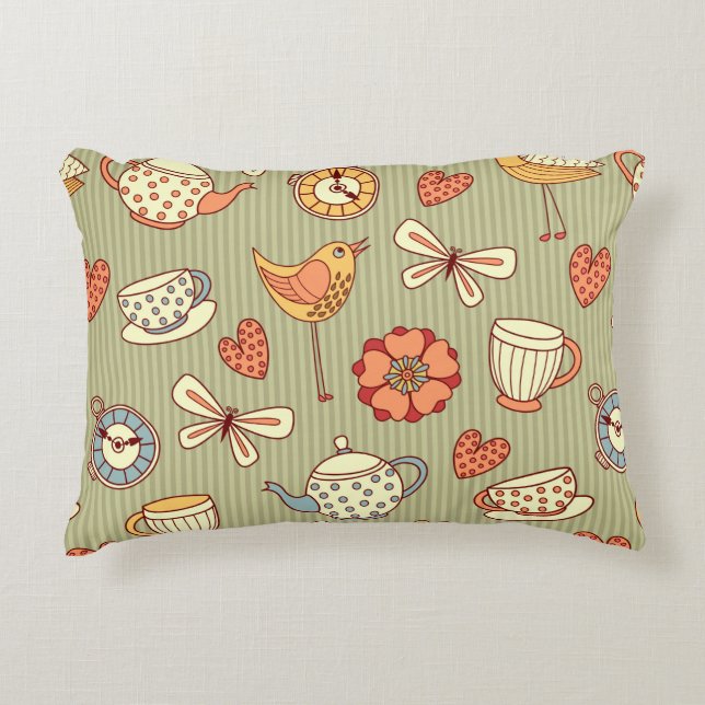 Seamless pattern "summer tea party" accent pillow (Front)